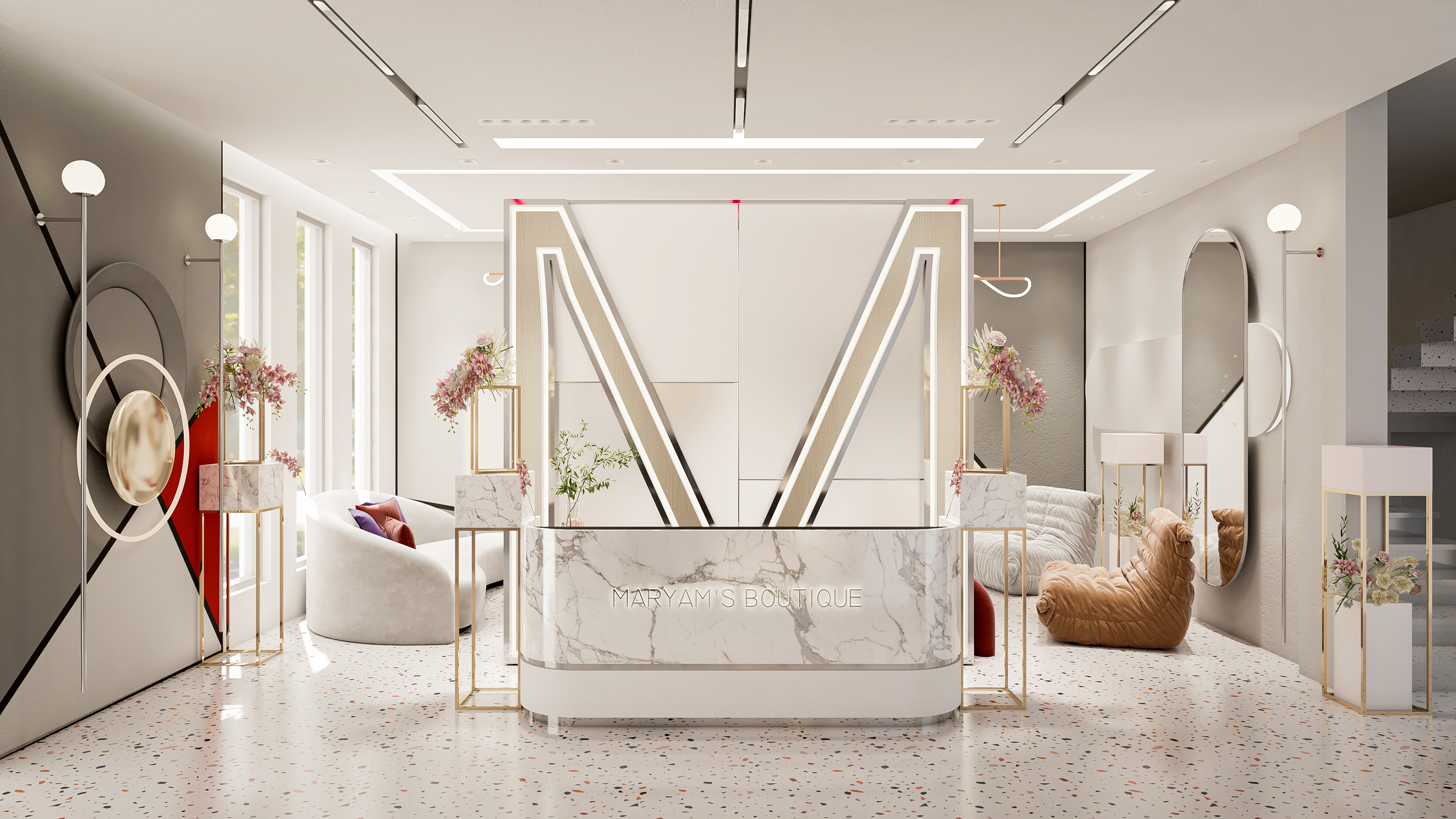 Boutique interior render by MID Designs