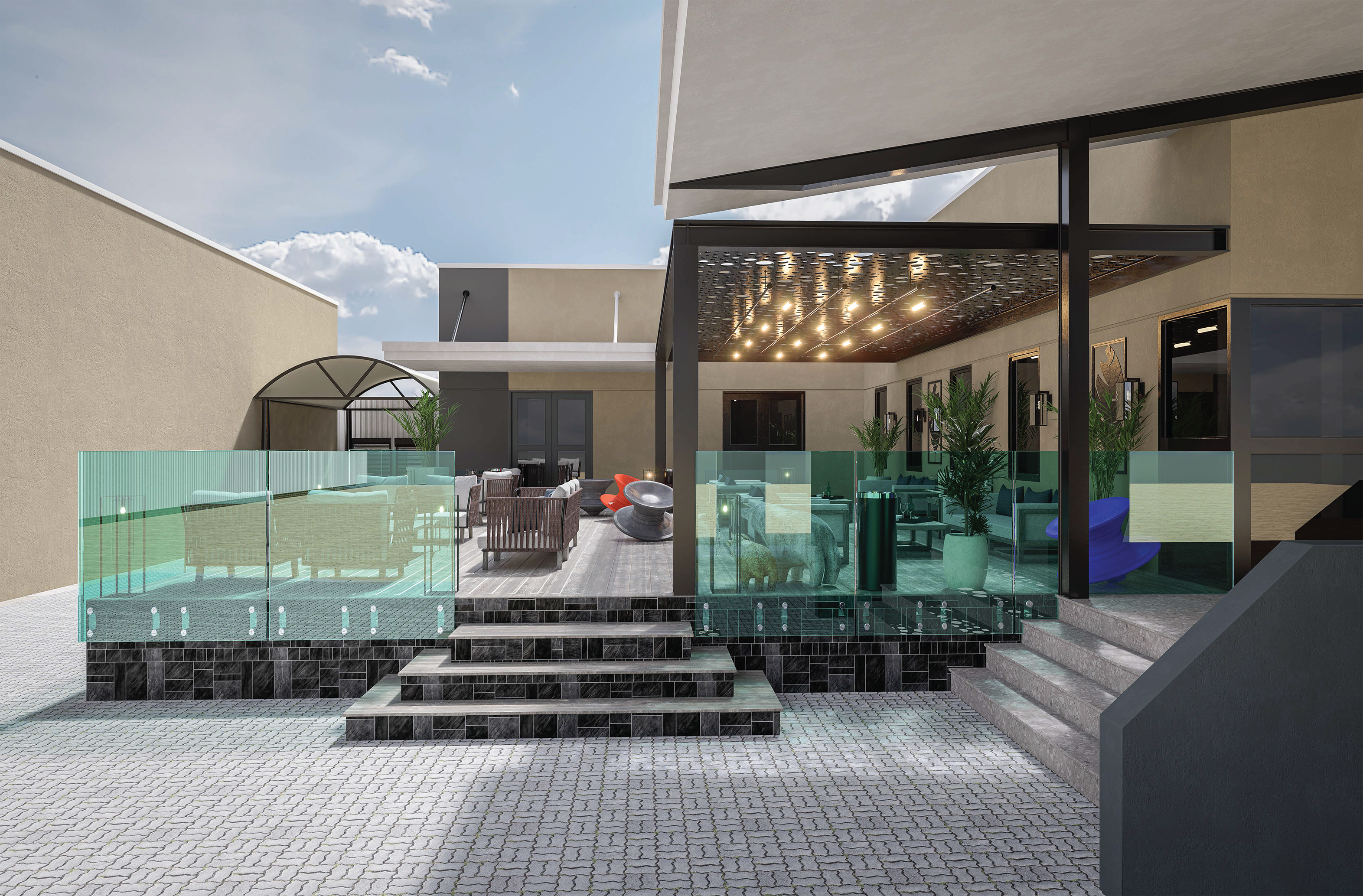 Outdoor sitting render by MID Designs