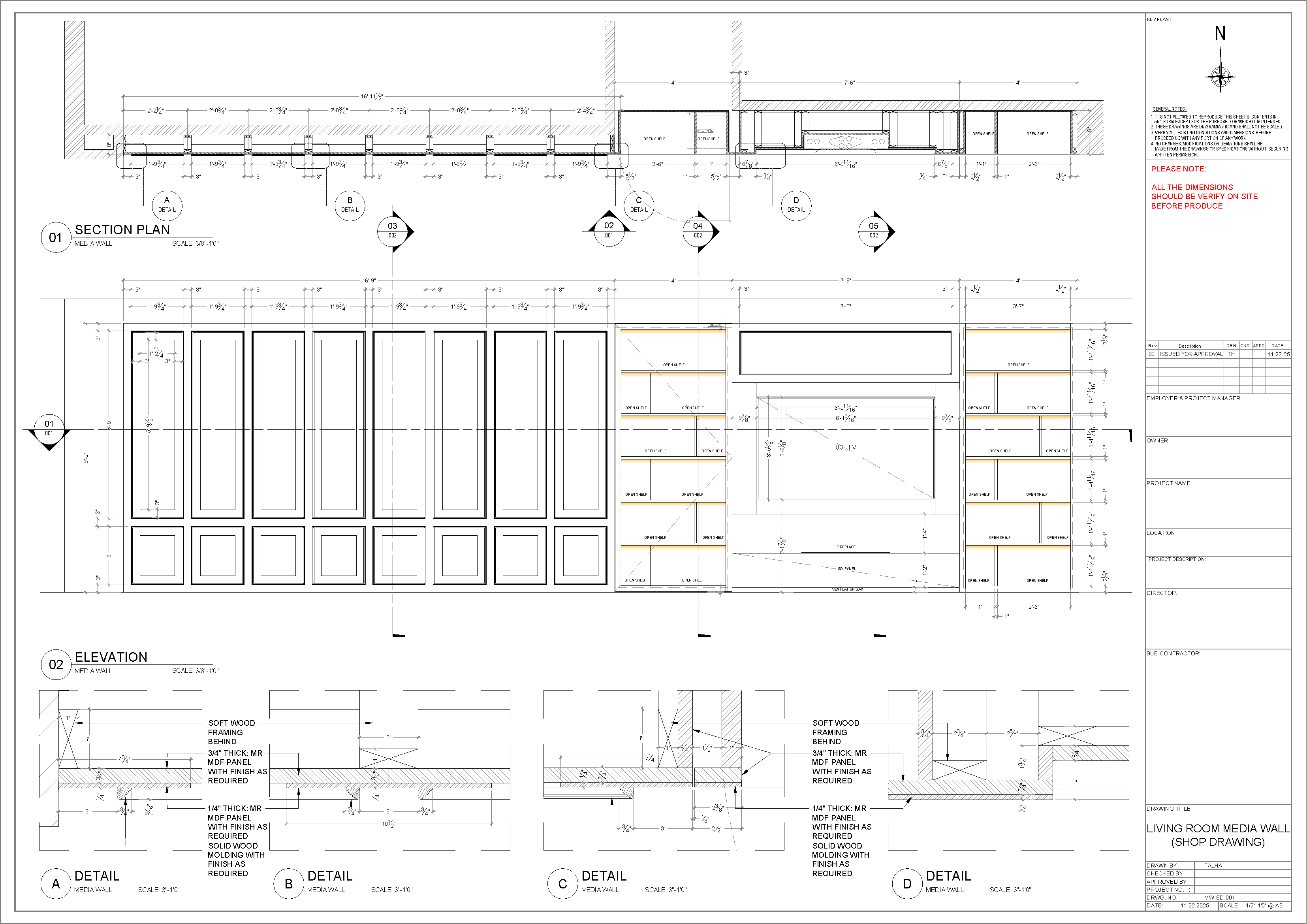 TV unit shop drawing by MID Designs