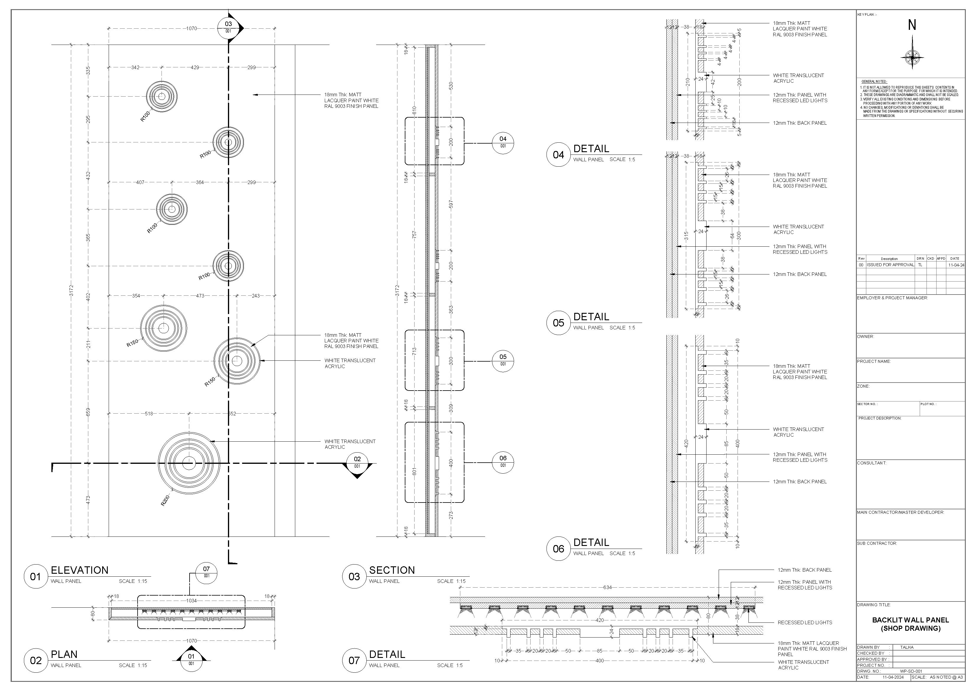 Wall panel shop drawing by MID Designs