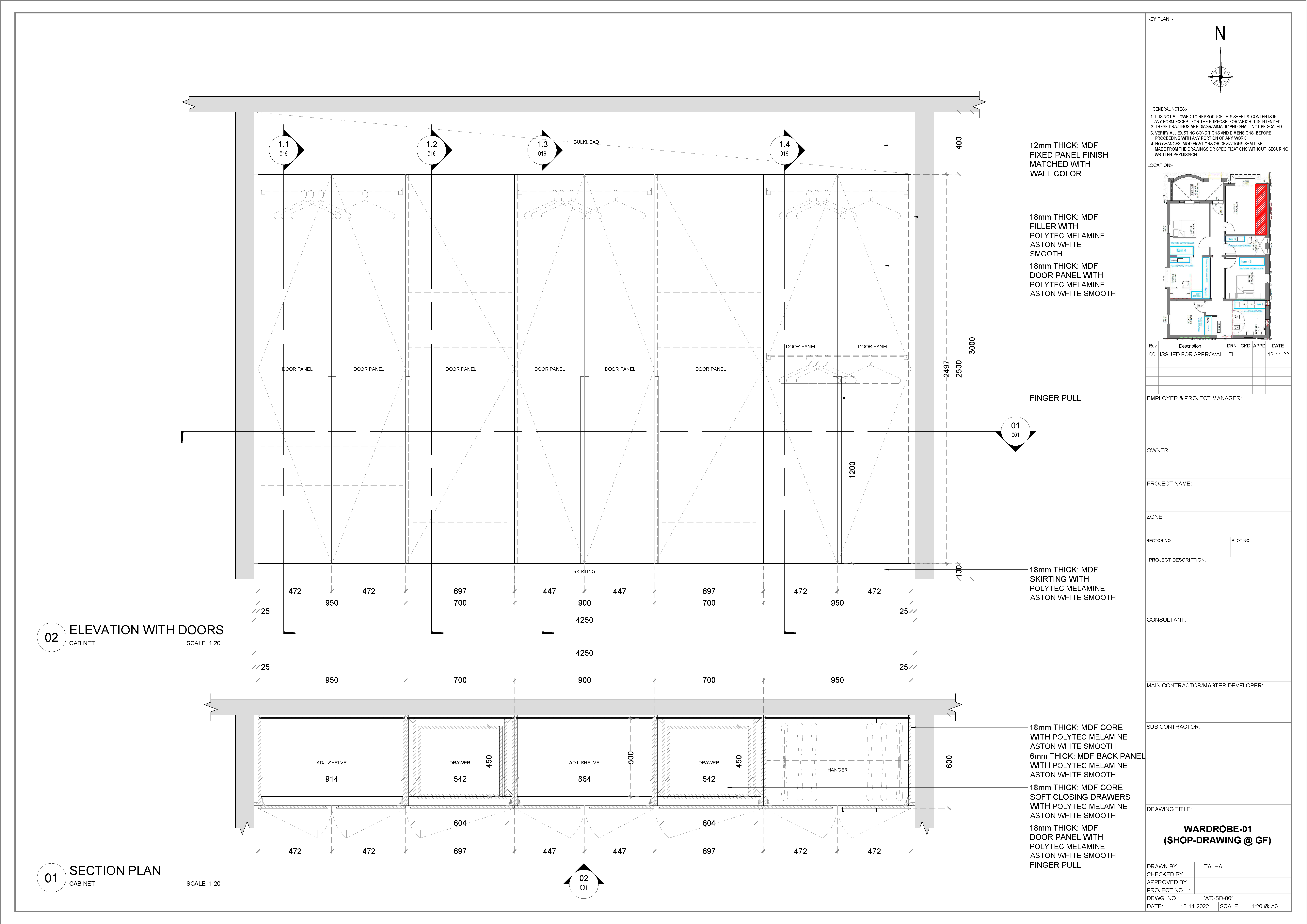 Wardrobe shop drawing by MID Designs